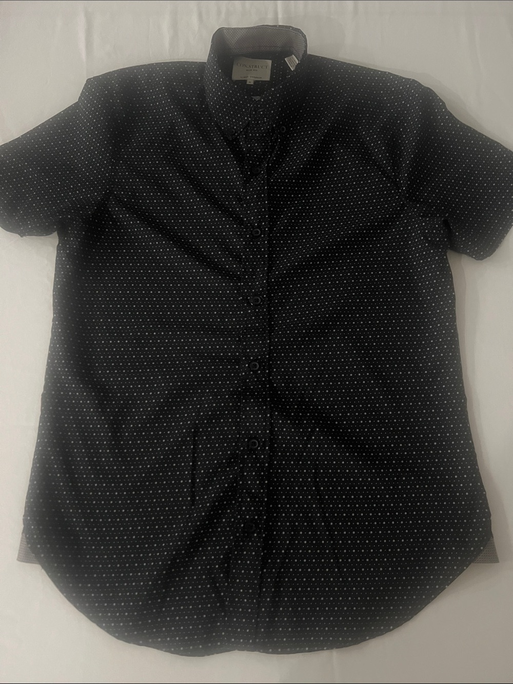 Con.Struct Men’s Slim Fit Microdot Short Sleeve Button-Down Shirt - Size Small